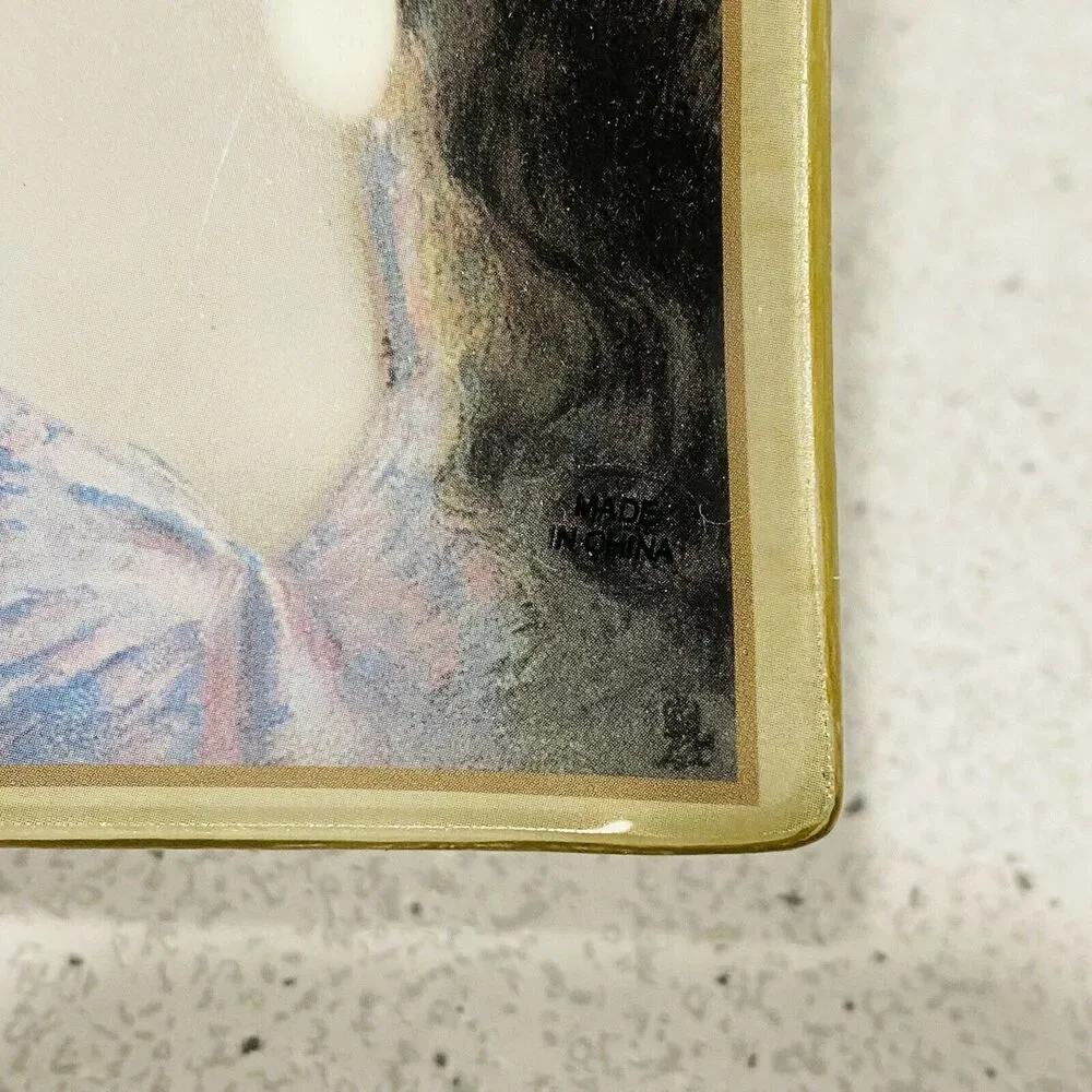 Asti Glass Pin Vanity Ring Dish Small Tray Edwardian Victorian Woman Portrait